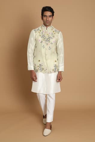 Organza Embroidered Bundi & Kurta Set 