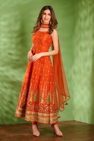 Aman Takyar Dupion Silk Anarkali Set
