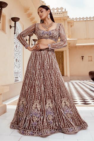 Embroidered Blouse & Lehenga Set 