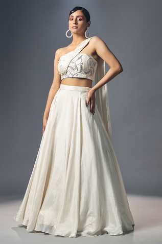 Isha Gupta Tayal Silk Lehenga & Draped Blouse Set