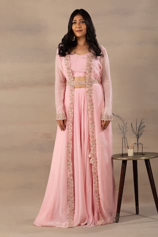 Embroidered Cape & Lehenga Set 