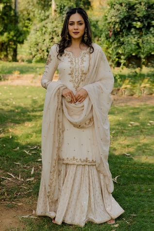 Anupraas by Nishant and Rahul Embroidered Kurta Sharara Set