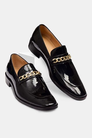Hand Painted Square Toe Chain Loafers