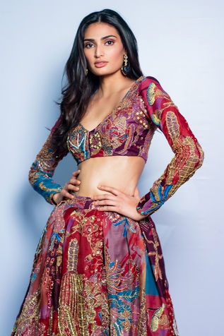 Aisha Rao Embellished Organza Lehenga Set