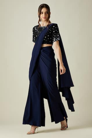 Palazzo Saree With Embellished Blouse For Kids