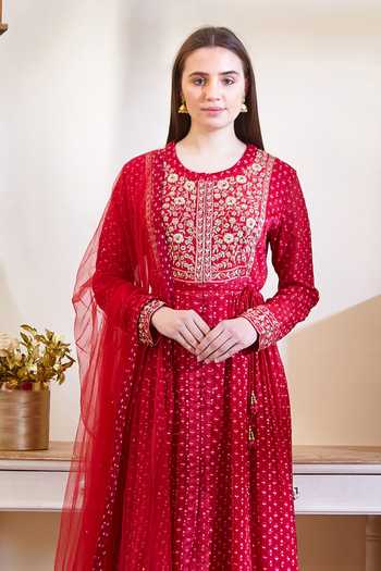 Shyam Narayan Prasad Silk Embroidered Anarkali Set 