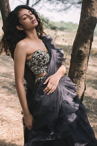 Asaga Ruffle Pre-Draped Saree with Blouse