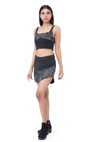 Embroidered Crop Top & Shorts Set 