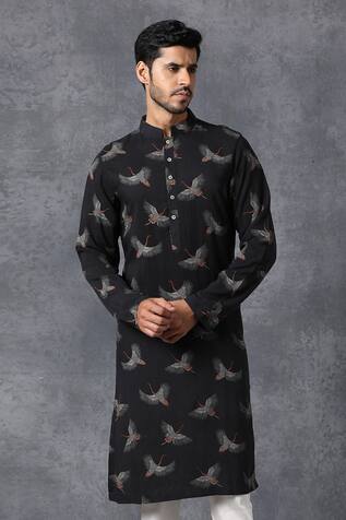 Bird Print Kurta & Pant Set 
