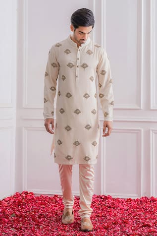 Cotton Silk Embroidered Kurta Set 