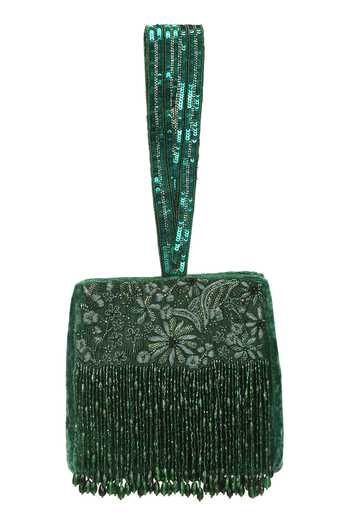 Fuchsia by aashaka mehta Velvet Sequin Embroidered Bag 