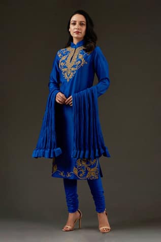 Chanderi Embroidered Kurta Set 