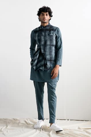 Pleated Tie-Dye Bundi & Kurta Set 