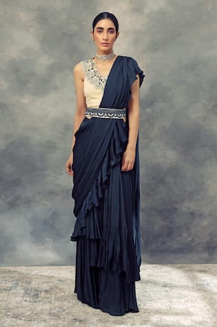 Pre-Draped Layered Ruffle Saree 
