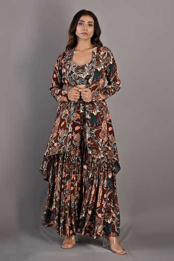 Bohame Rayen Printed Cape Sharara Set 