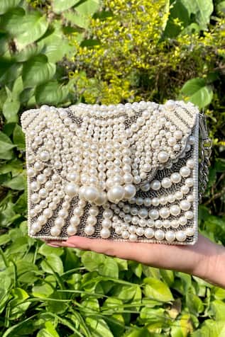 Arabia Pearl Embellished Clutch With Sling 