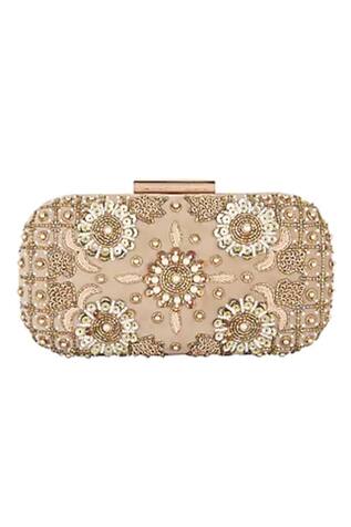 ClutcH'D Velvet Embroidered Box Clutch 