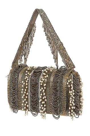 Ruche Embellished Flapover Clutch 
