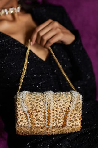 Veira Embellished Flapover Clutch 