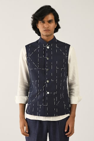 Embroidered Cotton Linen Bundi 