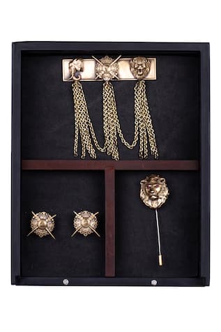 Maharaja Cufflink Brooch & Lapel Pin Set 