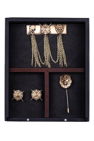 Cosa Nostraa Maharaja Cufflink Brooch & Lapel Pin Set