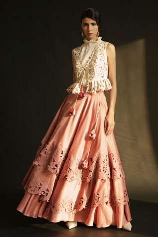 Chandrima Chanderi Layered Lehenga