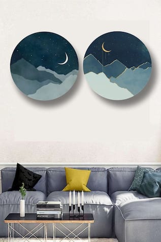 Moon Light Print Canvas Painting Set of 2 