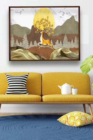 Deer Abstract Canvas Painting 