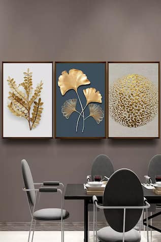 Floral Motif Handmade Painting Set of 3 