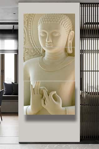 Marble Buddha Print Canvas Paintings Set of 3 