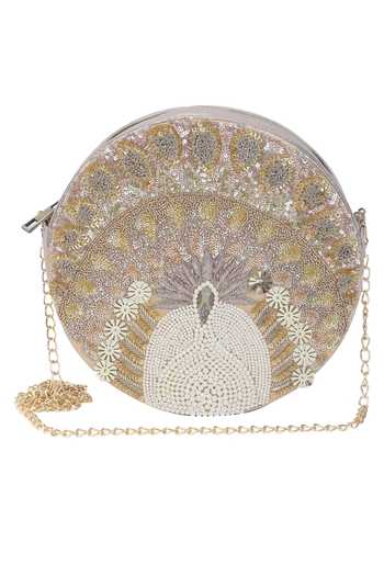 The Purple Sack Embroidered Circular Sling Bag 