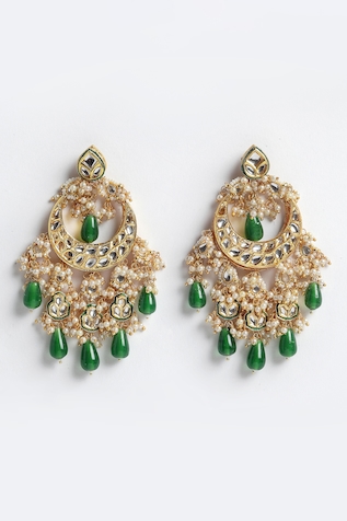 Buy Gold Plated Kira Petals Stone Studded Chandbali Earrings by The Bling  Girll Online at Aza Fashions.