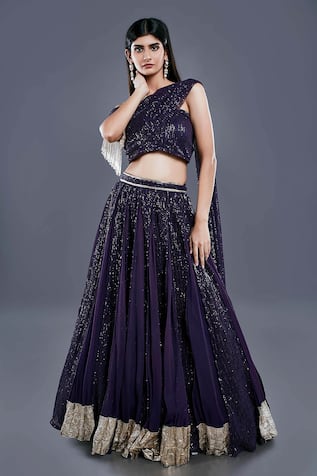 Buy Multicolor crush Georgette Sequence wedding lehenga choli at  fealdeal.com