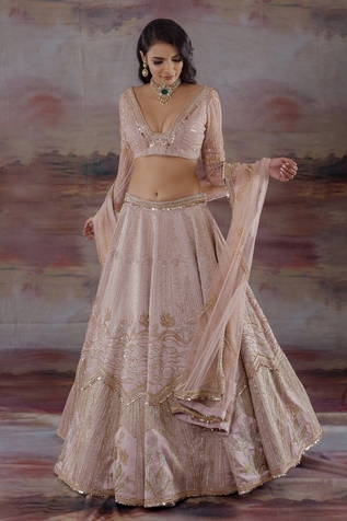 Payal & Zinal Satin Embroidered Lehenga Set