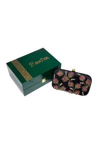 Velvet Floral Embellished Clutch 