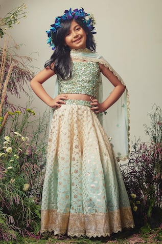 Embroidered Chanderi Lehenga Set 
