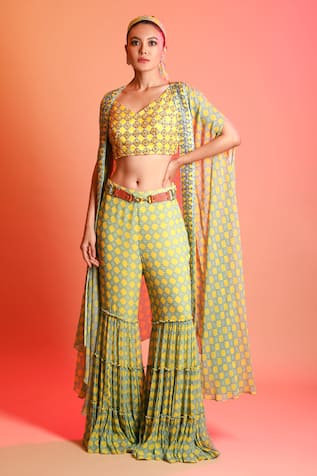Printed Cape & Sharara Set 