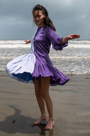 Color Block Gathered Dress 
