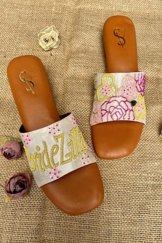 Bridezilla Embellished Square Toe Flats 