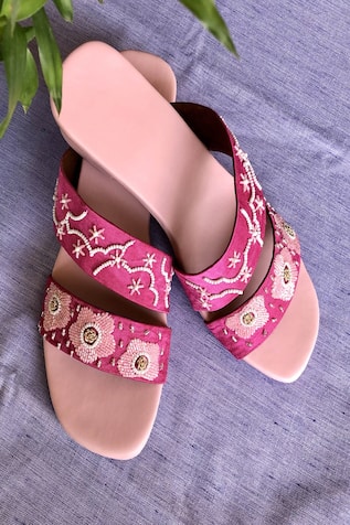 Floral Embroidered Block Heels 