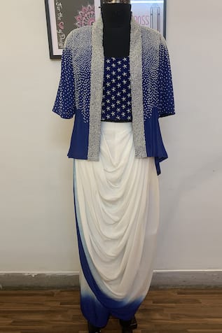 Chanderi Embroidered Jacket & Skirt Set 