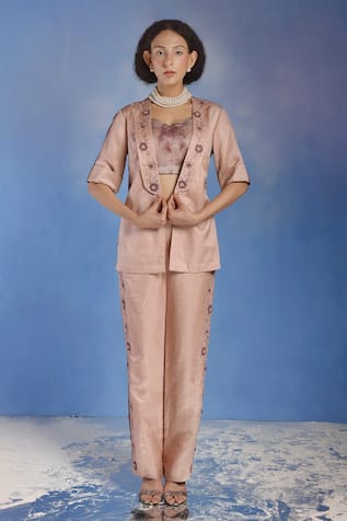 Embroidered Jacket Pant Set 
