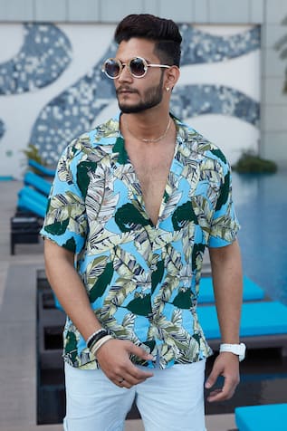 Esha L Amin Leaf Print Shirt 