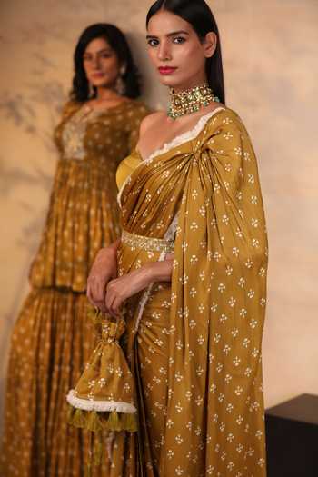 Esha Koul Fringe Detail Yellow Potli Bag 