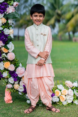 Floral Woven Bundi & Dhoti Pant Set 