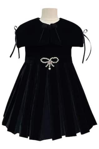 Pleated Velvet Embellished Dress 