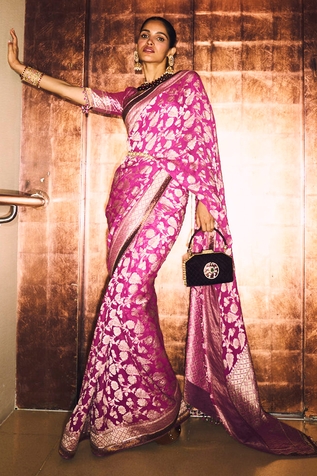 Tarun Tahiliani Brocade Saree With Blouse