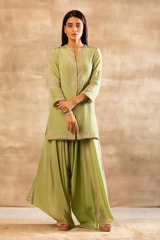 Sana Barreja Embroidered Kurta & Draped Pant Set