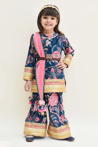 FAYON KIDS Printed Kurta & Sharara Pant Set 